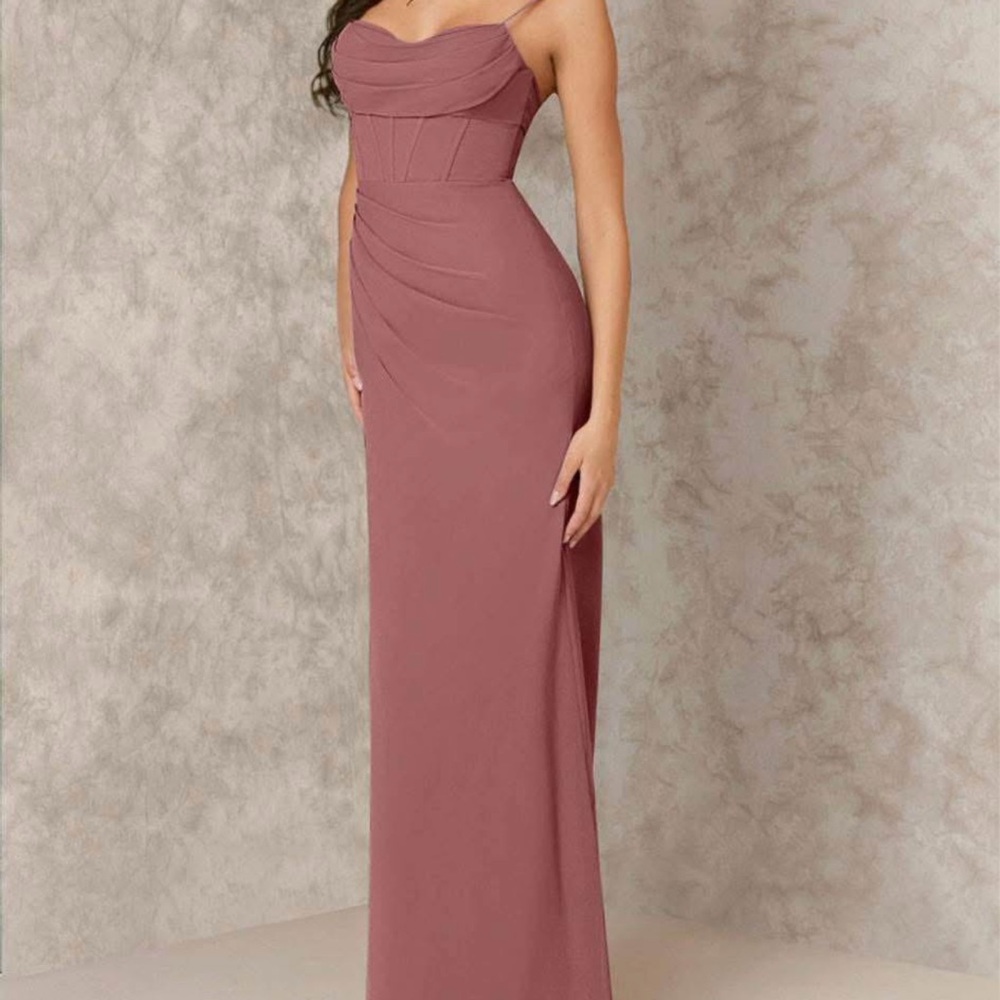Azazie Dusty Rose Spaghetti Strap Maxi Dress